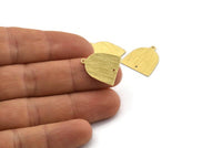 Brass D Shape,  24 Textured Raw Brass D Shape Charms With 1 Loop And 1 Hole (18x17x0.50mm) M01374