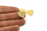 Brass D Shape,  24 Textured Raw Brass D Shape Charms With 1 Loop And 1 Hole (18x17x0.50mm) M01374