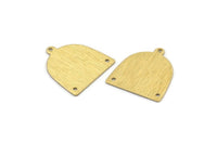 Brass D Shape,  24 Textured Raw Brass D Shape Charms With 1 Loop And 2 Holes (18x17x0.50mm) M01376