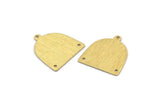 Brass D Shape,  24 Textured Raw Brass D Shape Charms With 1 Loop And 2 Holes (18x17x0.50mm) M01376
