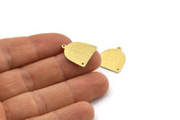 Brass D Shape,  24 Textured Raw Brass D Shape Charms With 1 Loop And 2 Holes (18x17x0.50mm) M01376