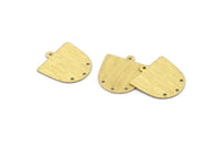 Brass D Shape,  24 Textured Raw Brass D Shape Charms With 1 Loop And 3 Holes (18x17x0.50mm) M01377