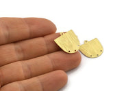 Brass D Shape,  24 Textured Raw Brass D Shape Charms With 1 Loop And 3 Holes (18x17x0.50mm) M01377