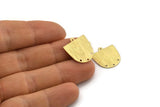 Brass D Shape,  24 Textured Raw Brass D Shape Charms With 1 Loop And 3 Holes (18x17x0.50mm) M01377