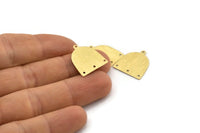 Brass D Shape,  24 Textured Raw Brass D Shape Charms With 1 Loop And 3 Holes (18x17x0.50mm) M01378
