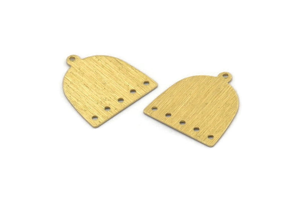 Brass D Shape,  24 Textured Raw Brass D Shape Charms With 1 Loop And 5 Holes (18x17x0.50mm) M01379