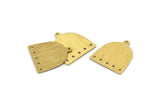 Brass D Shape,  24 Textured Raw Brass D Shape Charms With 1 Loop And 5 Holes (18x17x0.50mm) M01379
