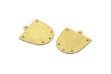 Brass D Shape,  24 Textured Raw Brass D Shape Charms With 1 Loop And 5 Holes (18x17x0.50mm) M01381