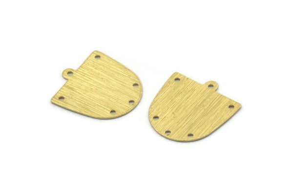 Brass D Shape,  24 Textured Raw Brass D Shape Charms With 1 Loop And 5 Holes (18x17x0.50mm) M01381