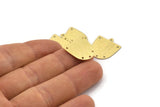 Brass D Shape,  24 Textured Raw Brass D Shape Charms With 1 Loop And 5 Holes (18x17x0.50mm) M01381