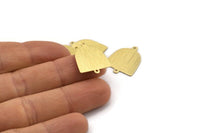 Brass D Shape,  24 Textured Raw Brass D Shape Charms With 2 Loops, Brass Blanks (21x17x0.50mm) M01373