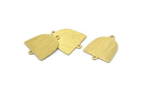 Brass D Shape,  24 Textured Raw Brass D Shape Charms With 2 Loops, Brass Blanks (21x17x0.50mm) M01373