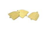 Brass D Shape,  24 Textured Raw Brass D Shape Charms With 2 Loops, Brass Blanks (21x17x0.50mm) M01373