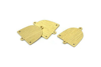 Brass D Shape,  24 Textured Raw Brass D Shape Charms With 2 Loops And 2 Holes, Brass Blanks (21x17x0.50mm) M01380