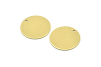 Brass Round Charm, 12 Raw Brass Round Charms With 1 Hole, Blanks (20x0.90mm) M01363