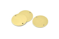 Brass Round Charm, 12 Raw Brass Round Connectors With 2 Holes, Blanks (20x0.70mm) M01362