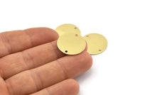 Brass Round Charm, 12 Raw Brass Round Connectors With 2 Holes, Blanks (20x0.70mm) M01362