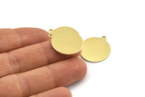 Brass Round Charm, 12 Raw Brass Round Charms With 1 Loop, Blanks (23x20x0.70mm) M01361