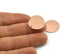 Copper Round Charm, 12 Raw Copper Round Connectors With 2 Holes, Blanks (20x0.80mm) M01366