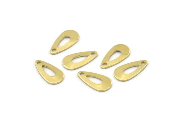 Brass Drop Charm, 50 Raw Brass Drop Charms With 1 Hole (15x8x0.80mm) M01383