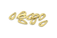 Brass Drop Charm, 50 Textured Raw Brass Drop Charms With 2 Holes, Connectors (15x8x0.80mm) M01387