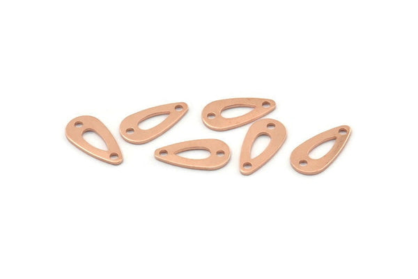 Copper Drop Charm, 50 Raw Copper Drop Charms With 2 Holes, Connectors (15x8x0.80mm) M01390