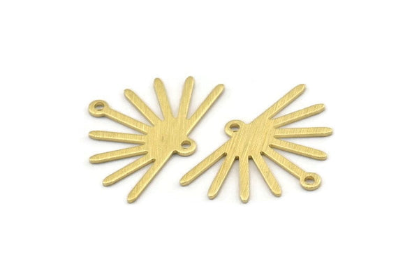 Brass Sun Charm, 24 Textured Raw Brass Sun Charms With 2 Loops (25x17x0.70mm) M01400