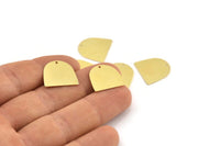 Brass D Shape,  24 Raw Brass D Shape Charms With 1 Hole, Brass Blanks (16x17x0.50mm) M1042