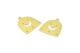 Brass Moon Charm, 24 Raw Brass D Shape Charms With 1 Loop And 3 Holes (18x17x0.50mm) M1071