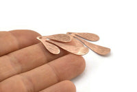 Rose Gold Leaf Charm, 4 Textured Rose Gold Plated Brass Leaf Charm Earrings With 1 Hole, Findings (35x17x0.50mm) D845 Q1070