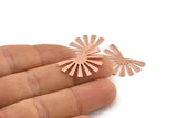 Rose Gold Sun Blank, 6 Rose Gold Plated Brass Rising Sun Flag Blanks, Findings (25x17x0.60mm) D945 Q1112