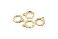 Gold Leverback Earring, 8 Gold Plated Brass Leverback Earring Findings (12mm) D1277 Q1078