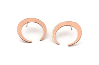 Rose Gold Moon Earring, 2 Rose Gold Plated Brass Crescent Moon Stud Earrings (28.5x27.5x5x1mm) E014 A1281 Q1045