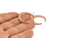 Rose Gold Moon Earring, 2 Rose Gold Plated Brass Crescent Moon Stud Earrings (28.5x27.5x5x1mm) E014 A1281 Q1045