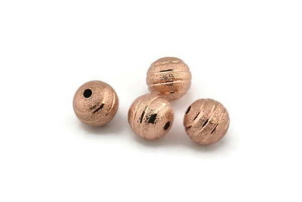 Rose Gold Ball Bead, 6 Rose Gold Plated Brass Spacer Beads, Findings (10mm) D1266 Q1000
