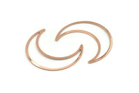 Rose Gold Moon Charm, 2 Rose Gold Plated Brass Crescent Moon Charms, Connectors (50x15x1mm) D0598 Q0995