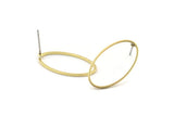Brass Oval Earring, 10 Raw Brass Oval Stud Earrings (24x14x0.8mm) BS 1863 A1788