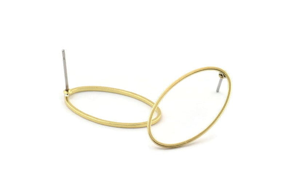 Brass Oval Earring, 10 Raw Brass Oval Stud Earrings (24x14x0.8mm) BS 1863 A1788