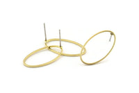 Brass Oval Earring, 10 Raw Brass Oval Stud Earrings (24x14x0.8mm) BS 1863 A1788