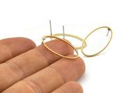 Brass Oval Earring, 10 Raw Brass Oval Stud Earrings (24x14x0.8mm) BS 1863 A1788