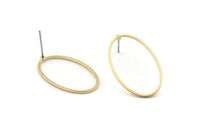 Brass Oval Earring, 10 Raw Brass Oval Stud Earrings (16x26x0.8mm) BS 1861 A1761