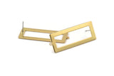 Brass Rectangle Earring, 4 Raw Brass Rectangle Stud Earrings With 1 Loop (40x15x1mm) D0682 A1832