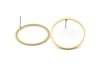 Brass Circle Earring, 10 Raw Brass Circle Stud Earrings (28x1x1mm) BS 1090 A1750