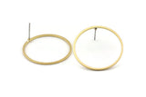 Brass Circle Earring, 10 Raw Brass Circle Stud Earrings (28x1x1mm) BS 1090 A1750