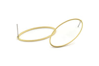 Brass Oval Earring, 10 Raw Brass Oval Stud Earrings (30x15x1x0.8mm) BS 2333 A1771