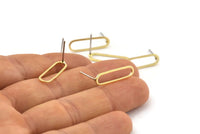 Brass Oval Earring, 12 Raw Brass Oval Stud Earrings (20x6x0.8mm) BS 1857 A1786