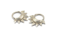 Silver Flower Pendant, 3 Silver Tone Brass Flower Charms (30x29x4mm) E244 H1596