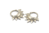 Silver Flower Pendant, 3 Silver Tone Brass Flower Charms (30x29x4mm) E244 H1596