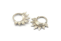 Silver Flower Pendant, 3 Silver Tone Brass Flower Charms (30x29x4mm) E244 H1596