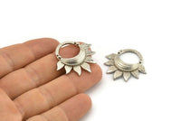 Silver Flower Pendant, 3 Silver Tone Brass Flower Charms (30x29x4mm) E244 H1596